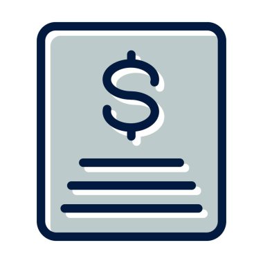 Kişisel ve Ticari Kullanım İçin Koyu Renk Simgeleri Doldurulmuş Fatura Vektörü Kalın Çizgisi