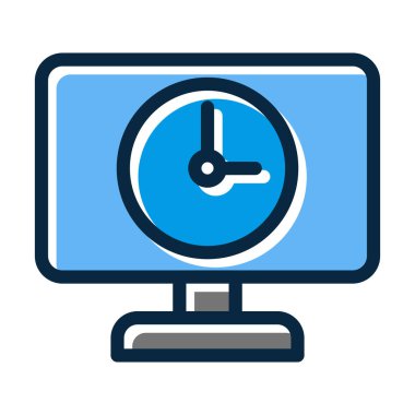 Kişisel ve ticari kullanım için Koyu Renk Simgeleri Doldurulmuş Saat Zaman Vektörü Kalın Çizgisi