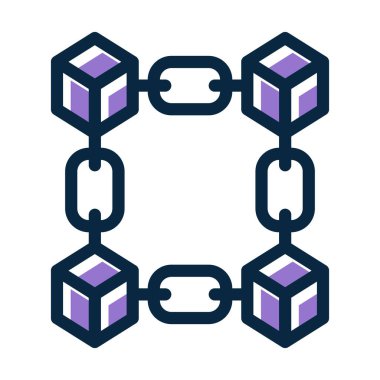 Kişisel ve Ticari Kullanım İçin Koyu Renk Simgeleri Doldurulmuş Engelleme Zinciri Kalın Çizgisi