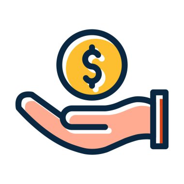 Kişisel ve ticari kullanım için Koyu Renk Simgeleri Doldurulmuş Para Vektörü Kalın Çizgisi Ver