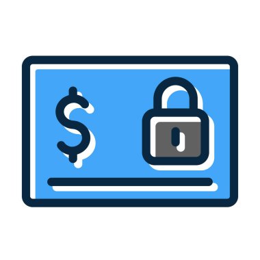 Kişisel ve Ticari Kullanım İçin Koyu Renk Simgeleri Doldurulmuş Güvenli Ödeme Vektörü Kalın Çizgisi