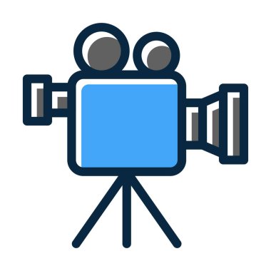 Kişisel ve ticari kullanım için Koyu Renk Simgelerini Doldurulmuş Video Kamera Vektörü Kalın Çizgisi