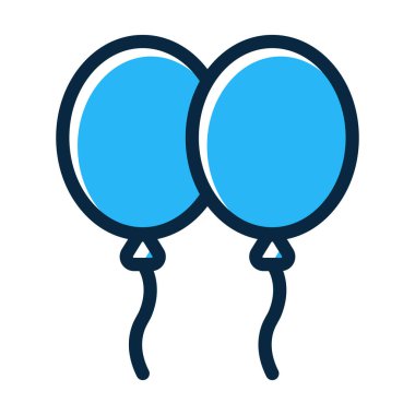 Kişisel ve ticari kullanım için Koyu Renk Simgeleri Doldurulmuş Balonlar Vektör Kalın Çizgisi