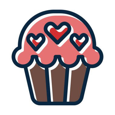 Kek Vektörü Kalın Çizgisi Kişisel ve Ticari Kullanım İçin Koyu Renk Simgeleri Dolduruldu