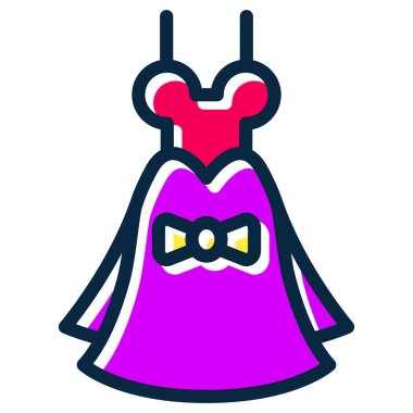 Gelinlik Vektörü Kalın Çizgisi Kişisel ve Ticari Kullanım İçin Koyu Renk Simgeleri Dolduruldu