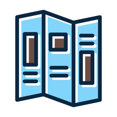 Kişisel ve Ticari Kullanım İçin Koyu Renk Simgelerini Doldurulmuş Broşür Kalın Çizgisi