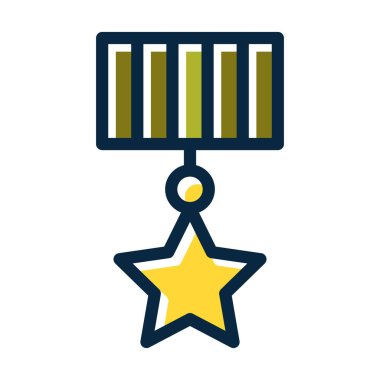 Kişisel ve Ticari Kullanım İçin Koyu Renk Simgeleri Doldurulmuş Yıldız Madalyası Kalın Çizgisi