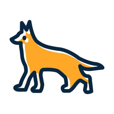 Köpek Vektörü Kalın Çizgisi Kişisel ve Ticari Kullanım İçin Koyu Renk Simgeleri Dolduruldu