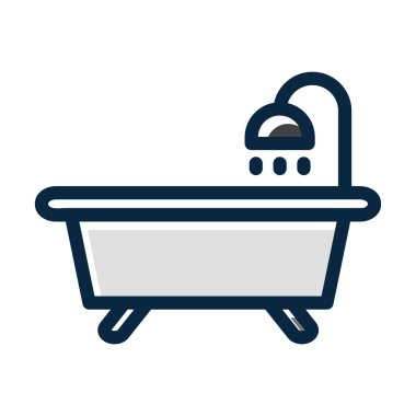 Küvet Vektörü Kalın Çizgisi Kişisel ve Ticari Kullanım İçin Koyu Renk Simgeleri Dolduruldu