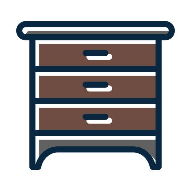 Kişisel ve Ticari Kullanım İçin Koyu Renk Simgelerini Doldurulmuş Çekmece Vektörü Kalın Çizgisi