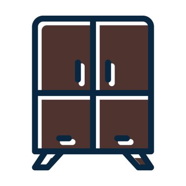 Kabine Vektör Kalın Çizgisi Kişisel ve Ticari Kullanım İçin Koyu Renk Simgeleri Dolduruldu