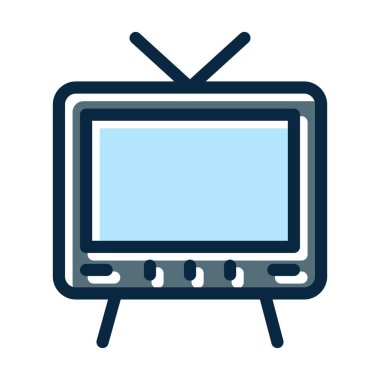 Kişisel ve ticari kullanım için Koyu Renk Simgelerini Doldurulmuş Televizyon Vektörü Kalın Çizgisi