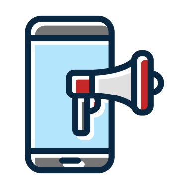 Kişisel ve Ticari Kullanım İçin Koyu Renk Simgelerini Doldurulmuş Mobil Pazarlama Vektörü Kalın Çizgisi