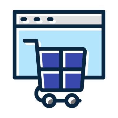 Çevrimiçi Alışveriş Vektörü Kalın Çizgisi Kişisel ve Ticari Kullanım İçin Koyu Renk Simgeleri Dolduruldu