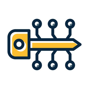 Kişisel ve Ticari Kullanım İçin Koyu Renk Simgelerini Doldurulmuş Dijital Anahtar Vektörü Kalın Çizgisi