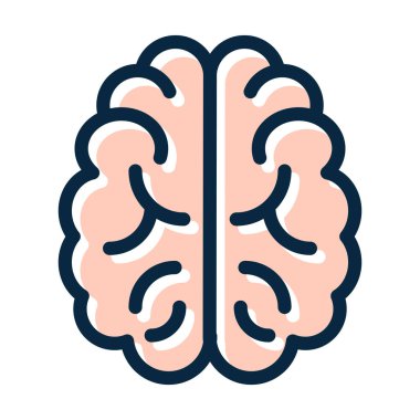 Nöroloji Vektörü Kalın Çizgisi Kişisel ve Ticari Kullanım İçin Koyu Renk Simgeleri Dolduruldu