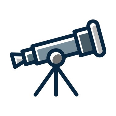 Kişisel ve ticari kullanım için Koyu Renk Simgeleri Doldurulmuş Teleskop Vektör Kalın Çizgisi