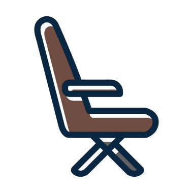 Kişisel ve Ticari Kullanım İçin Koyu Renk Simgeleri Doldurulmuş Koltuk Vektörü Kalın Çizgisi