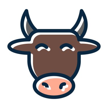 İnek Vektörü Kalın Çizgisi Kişisel ve Ticari Kullanım İçin Koyu Renk Simgeleri Dolduruldu