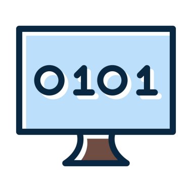 Kişisel ve ticari kullanım için Koyu Renk Simgelerini Doldurulmuş İkili Kod Vektör Kalın Çizgisi