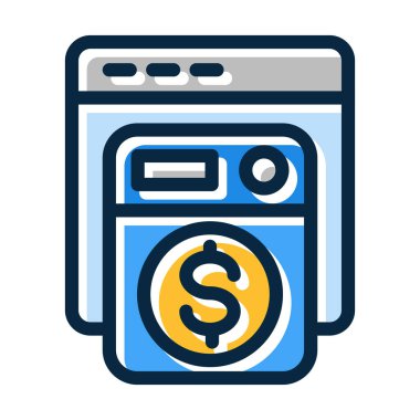 Para Aklama Vektörü Kalın Çizgisi Kişisel ve Ticari Kullanım İçin Koyu Renk Simgeleri Dolduruldu