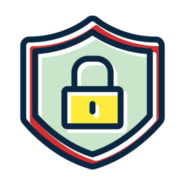 Siber Güvenlik Vektörü Kalın Çizgisi Kişisel ve Ticari Kullanım İçin Koyu Renk Simgeleri Dolduruldu