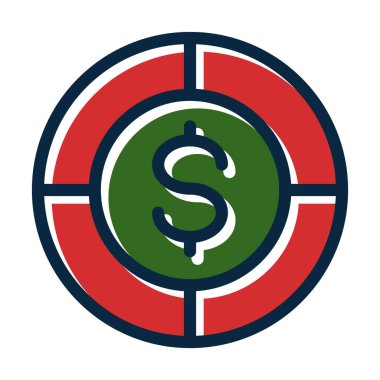 Kişisel ve ticari kullanım için Koyu Renk Simgelerini Doldurulmuş Poker Chip Vector Kalın Çizgisi