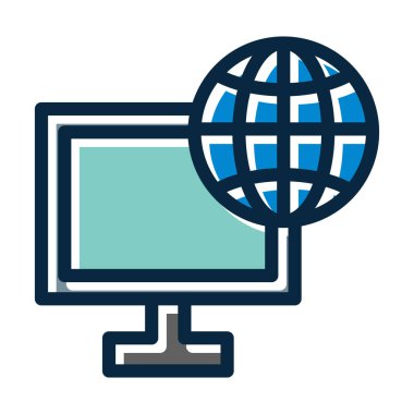 Kişisel ve Ticari Kullanım İçin Koyu Renk Simgelerini Doldurulmuş Dijital Pazarlama Vektörü Kalın Çizgisi