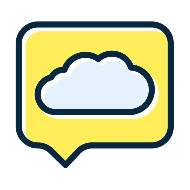 Bulut Mesajlaşması Kalın Çizgisi Kişisel ve Ticari Kullanım İçin Koyu Renk Simgeleri Dolduruldu