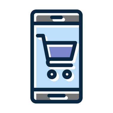 Çevrimiçi Alışveriş Vektörü Kalın Çizgisi Kişisel ve Ticari Kullanım İçin Koyu Renk Simgeleri Dolduruldu