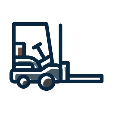 Forklifter Vektör Kalın Çizgisi Kişisel ve Ticari Kullanım İçin Koyu Renk Simgeleri Dolduruldu