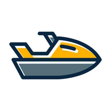 Kişisel ve Ticari Kullanım İçin Koyu Renk Simgeleri Doldurulmuş Jet Ski Vektör Kalın Çizgisi