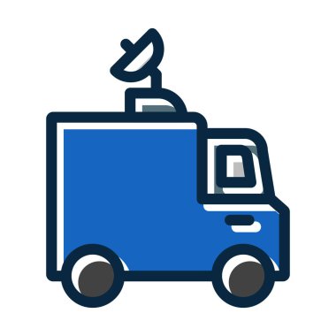 News Van Vector Kalın Çizgisi Kişisel ve Ticari Kullanım İçin Koyu Renk Simgeleri Dolduruldu