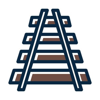 Tren Rayları Vektör Kalın Çizgisi Kişisel ve Ticari Kullanım İçin Koyu Renk Simgeleri Dolduruldu