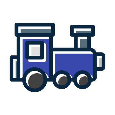 Kişisel ve ticari kullanım için Koyu Renk Simgeleri Doldurulmuş Tren Vektörü Kalın Çizgisi