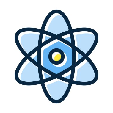 Kişisel ve Ticari Kullanım İçin Koyu Renk Simgelerini Doldurulmuş Atom Vektörü Kalın Çizgisi