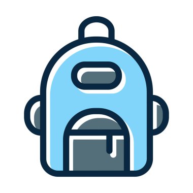 Sırt Çantası Vektör Kalın Çizgisi Kişisel ve Ticari Kullanım için Koyu Renk Simgeleri