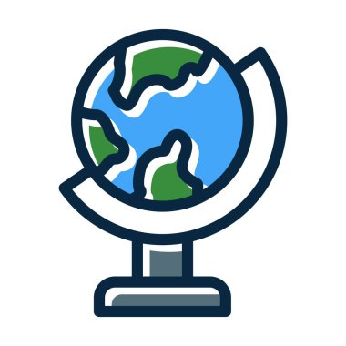 Kişisel ve Ticari Kullanım İçin Koyu Renk Simgeleri Doldurulmuş Coğrafya Vektörü Kalın Çizgisi