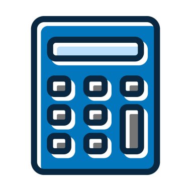 Kişisel ve Ticari Kullanım İçin Koyu Renk Simgelerini Doldurulmuş Hesaplayıcı Vektör Kalın Çizgisi