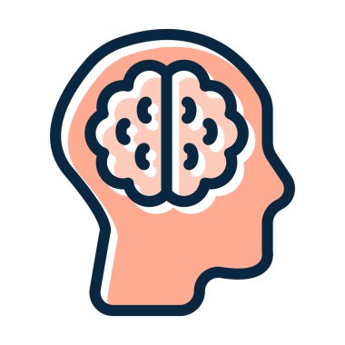 Kişisel ve Ticari Kullanım İçin Koyu Renk Simgelerini Doldurulmuş Zihinsel Vektör Kalın Çizgisi