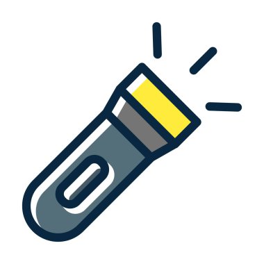 Meşale Vektörü Kalın Çizgisi Kişisel ve Ticari Kullanım İçin Koyu Renk Simgeleri Dolduruldu