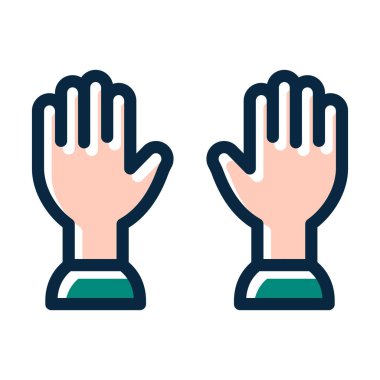 Kişisel ve Ticari Kullanım İçin Koyu Renk Simgeleri Doldurulmuş Eldivenler Kalın Çizgisi