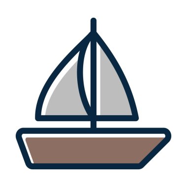 Yelken Teknesi Kalın Çizgisi Kişisel ve Ticari Kullanım İçin Koyu Renk Simgeleri Dolduruldu