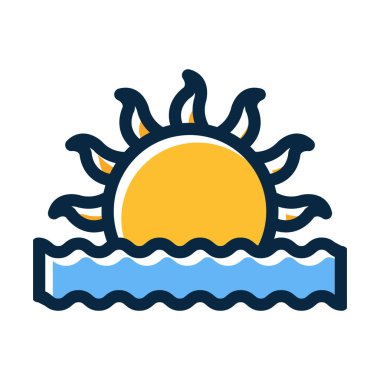 Kişisel ve ticari kullanım için Koyu Renk Simgeleri Doldurulmuş Günbatımı Vektör Kalın Çizgisi