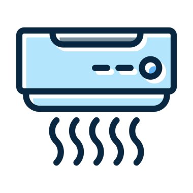 Klima Vektör Kalın Çizgisi Kişisel ve Ticari Kullanım İçin Koyu Renk Simgeleri Dolduruldu