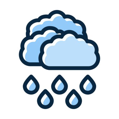 Yağmurlu Vektör Kalın Çizgisi Kişisel ve Ticari Kullanım İçin Koyu Renk Simgeleri Dolduruldu