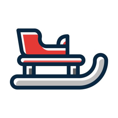 Kızak Vektörü Kalın Çizgisi Kişisel ve Ticari Kullanım İçin Koyu Renk Simgeleri Dolduruldu