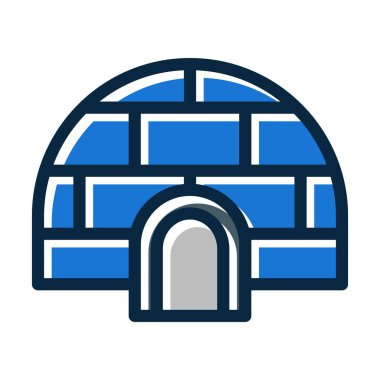 Igloo Vektör Kalın Çizgisi Kişisel ve Ticari Kullanım İçin Koyu Renk Simgeleri Dolduruldu