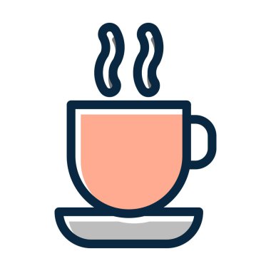 Sıcak Çay Vektörü Kalın Çizgisi Kişisel ve Ticari Kullanım İçin Koyu Renk Simgeleri Dolduruldu