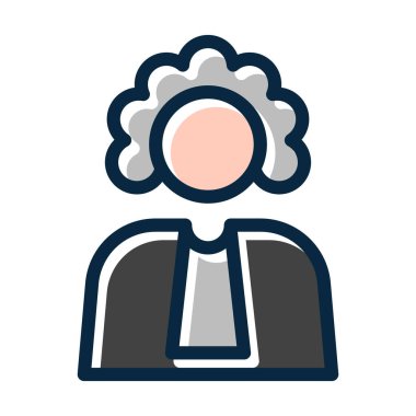 Hakim Vektörü Kalın Çizgisi Kişisel ve Ticari Kullanım İçin Koyu Renk Simgeleri Dolduruldu